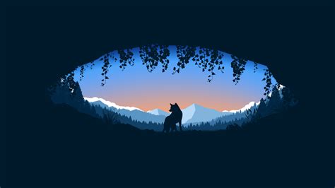 Animated Wolf Cave Minimalist 4K wallpaper