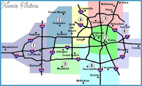 Dallas/Fort Worth Metro Map - Travel - Map - Vacations - TravelsFinders ...