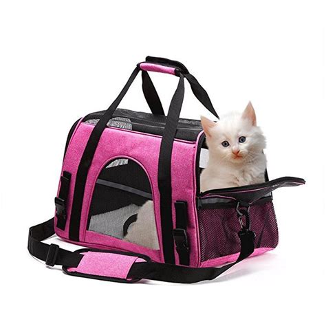 Pet Carrier Airline Approved Collapsible Soft Pink Cat Carrier Travel ...