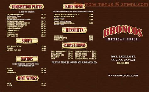 Online Menu of Bronco's Grill Express Restaurant, Covina, California ...