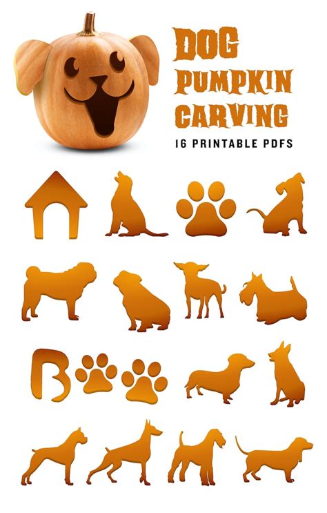 Dog Pumpkin Carving Stencil Including Doberman Pug - Etsy