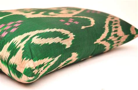 Elegant Green Ikat Lumbar Pillow Cover – Artful Comfort
