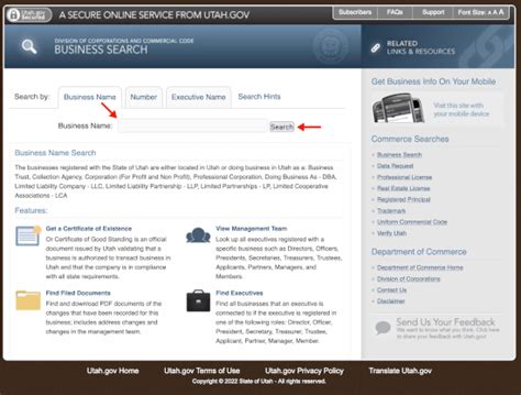 Utah Division of Corporations | Business Entity Search - Secretary of State