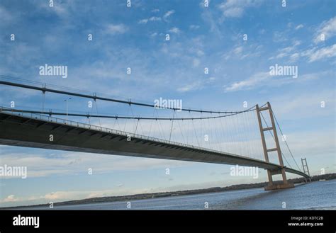 Humber Suspension Bridge, crossing the River Humber Estuary, Between North Lincolnshire and East ...