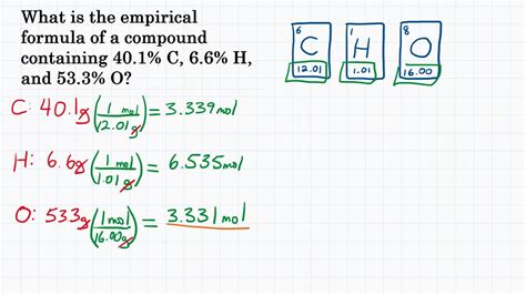 Calculate Empirical Formula From Percent - Practice - 3 - YouTube