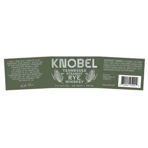 Buy Knobel Tennessee Straight Rye Whiskey by Mike Rowe Online - Notable ...