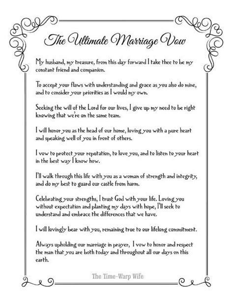 Free Printable - The Ultimate Marriage Vow | Time-Warp Wife ...