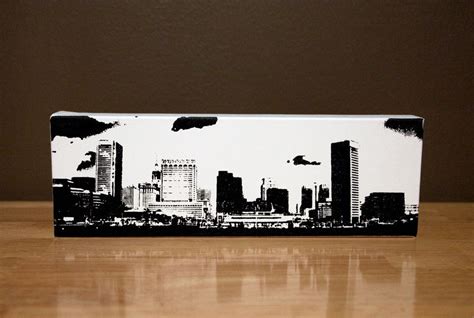 Baltimore Skyline Canvas 12 X 4 Inches White With Black - Etsy