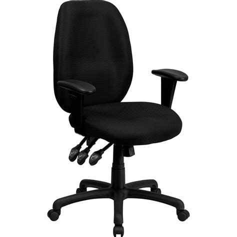 High Back Black Fabric Ergonomic Swivel Office Chair with Adjustable Arms - Walmart.com ...