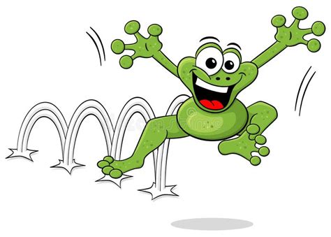 Jumping Cartoon Frog On White Stock Vector - Illustration of jumper ...