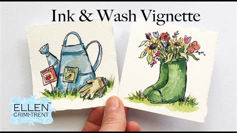 Ink & Wash Watercolor Spring Vignettes no. 2 - Mini Monday Madness in 2021 | Ink wash, Ink ...