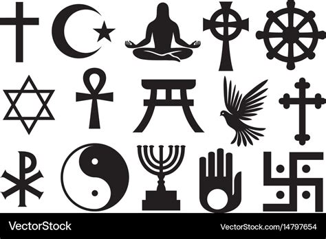 World religions symbols set Royalty Free Vector Image