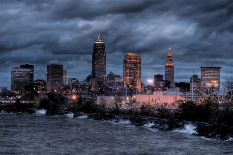 Cleveland Skyline At Dusk From Edgewater Park Photograph by At Lands End Photography