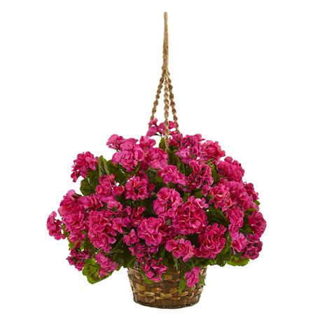 Nearly Natural Geranium Hanging Basket Artificial Plant UV Resistant (Indoor/Outdoor) - Walmart ...