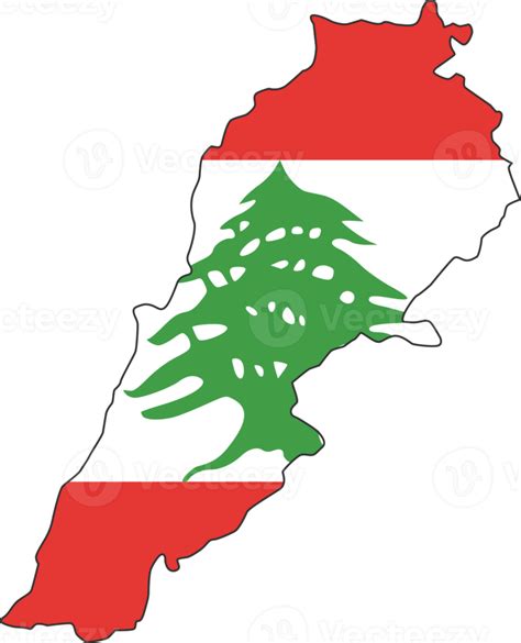 Lebanon map city color of country flag. 12177255 PNG