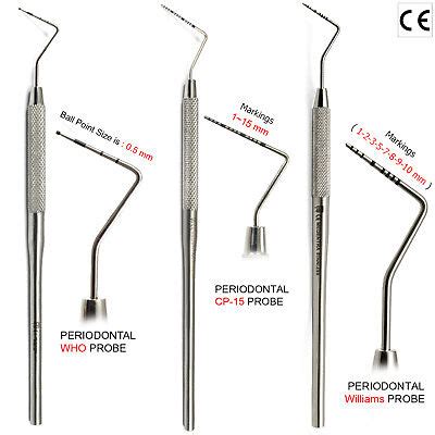 MEDENTRA X3 Dental Perio Probe Periodontal Color-Coded WHO Probes Williams CP-15 | eBay