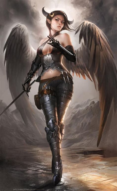 half angel half demon female - Google Search | Angel art, Warrior woman, Fantasy girl