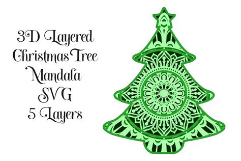 SVG Christmas Tree Mandala 3D Layered SVG - 5 Layers (754313) | Cut Files | Design Bundles