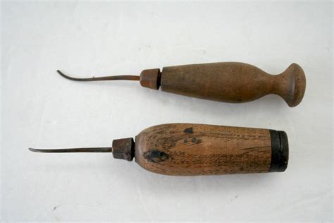 Vintage Leather Awls Wood Handle Awls Pair of Vintage