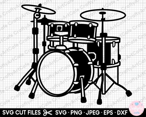 Drum Set Silhouette Drum Set Clipart Drum Set Svg Drum Set Vector Drum ...