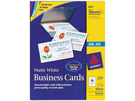 Avery Business Cards for Inkjet Printers 8371, White, Matte, Pack of ...