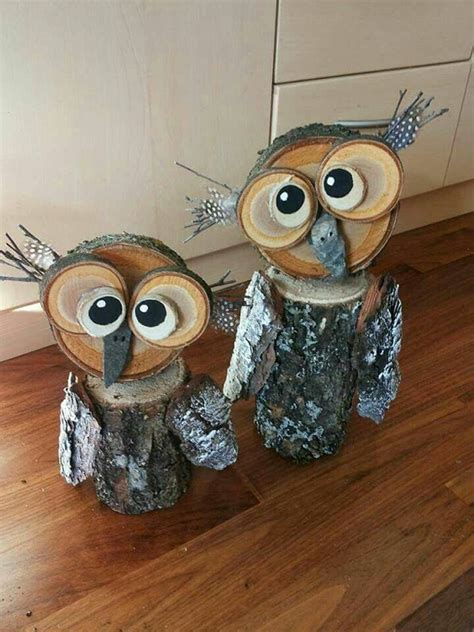 Wood/Log Owl Decorations - Crafty Morning