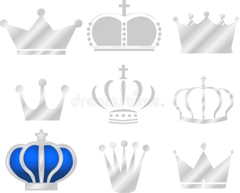 Illustration of Silver Crown Set Stock Vector - Illustration of royal ...