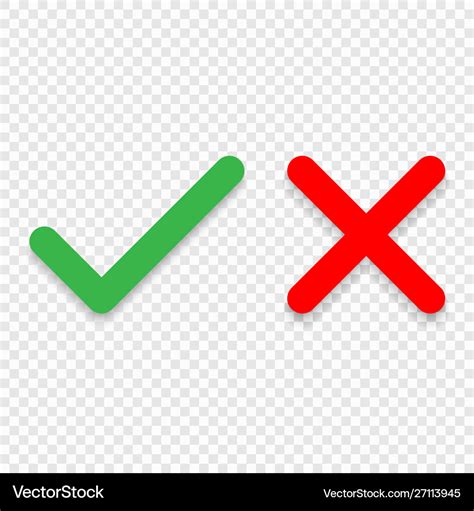 Green tick and red cross checkmarks line icons Vector Image