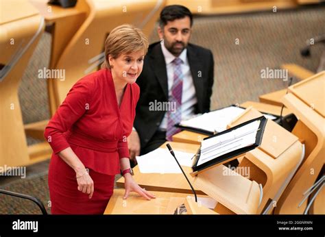 First Minister Nicola Sturgeon during First Minister's Questions in the debating chamber of the ...