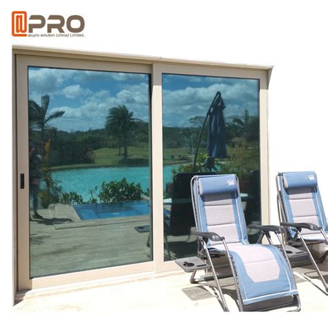 Balcony Sliding Glass Patio Doors Hurricane Proof Impact Aluminum Metal Frame double sliding ...