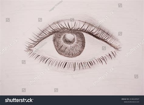 Pencil Eye Drawing Black White Image Stock Illustration 2136120527 ...