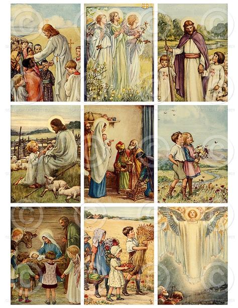 Items similar to Printable Jesus with Children Vintage ATC Cards as a ...