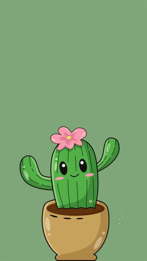 Fondo de pantalla verde. Fondo de pantalla de cactus. Caricatura de cactus. Android Wallpaper ...