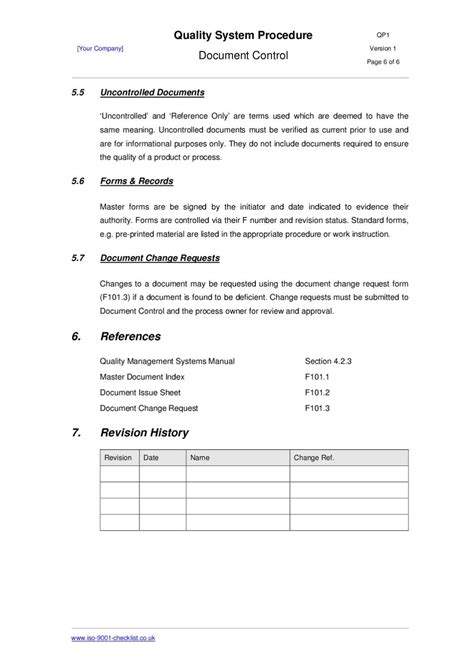 Document Control Procedure Template