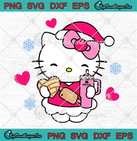 Hello Kitty With Stanley Tumbler SVG - Cute Hello Kitty SVG - Merry Christmas SVG PNG, Cricut File