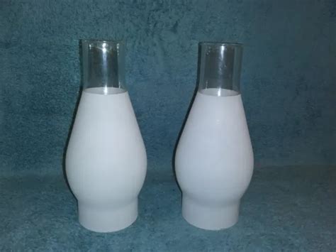 OIL LAMP SHADES Pair Glass Chimney Shades 8 in. H Vtg Kerosene Hurricane Froste $14.99 - PicClick