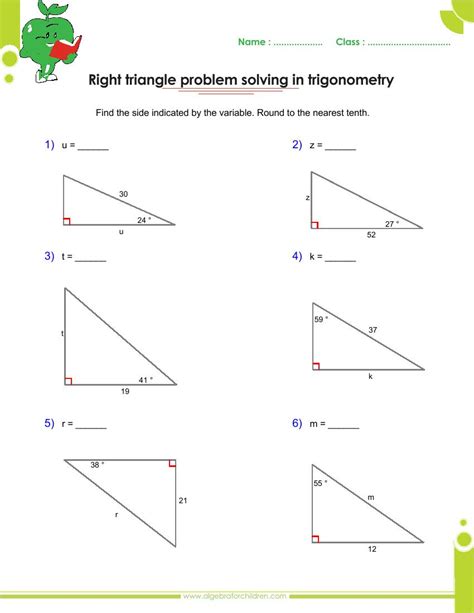 Right Triangle Trigonometry Worksheets