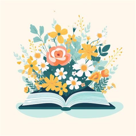 Un libro abierto con flores y hojas | Foto Premium