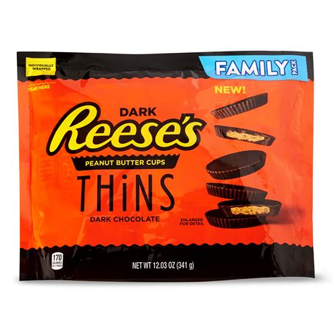 Reese's Dark Chocolate Peanut Butter THINS, Resealable Bag, 12 Oz. - Walmart.com - Walmart.com