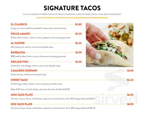 Uno Dos Tacos menu in Baton Rouge, Louisiana, USA