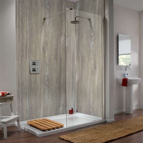 Silver Travertine Showerwall SW50 Waterproof Panels - Free Delivery*