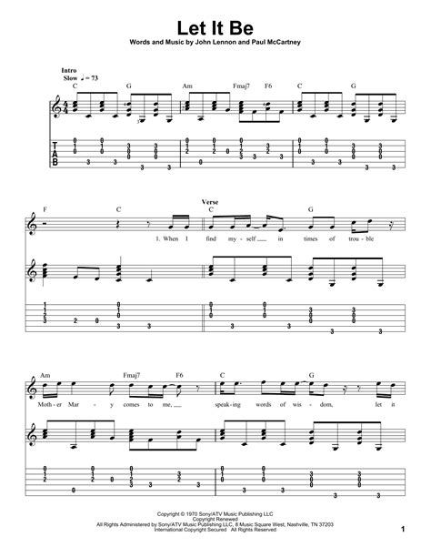 Let It Be Guitar Tab by The Beatles (Guitar Tab – 98526)