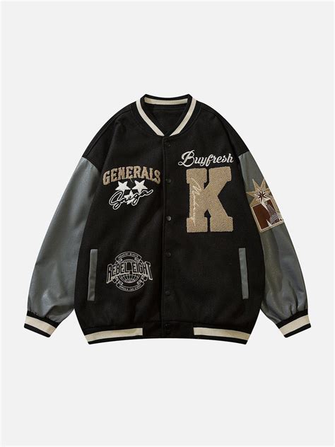 LUXENFY™ - Embroidery Patchwork Varsity Jacket | Varsity jacket, Varsity jacket outfit, Luxury ...