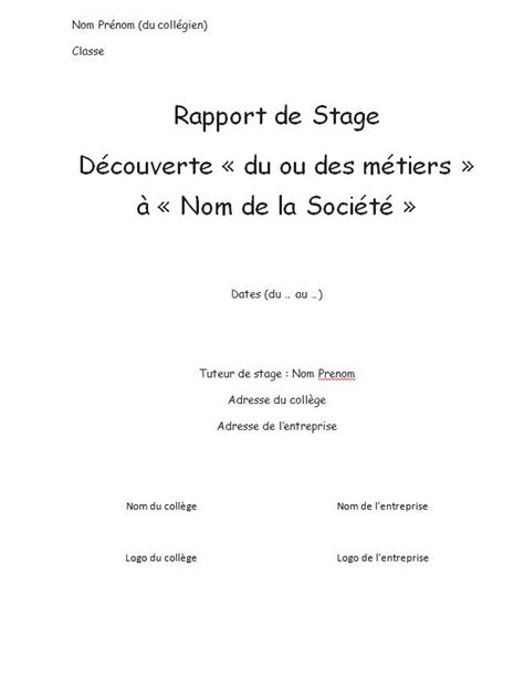 Comment rédiger son rapport de stage de 3ème comme un chef ? | Rapport de stage 3eme ...