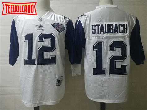 Dallas Cowboys Roger Staubach White 75th Anniversary Throwback Jersey