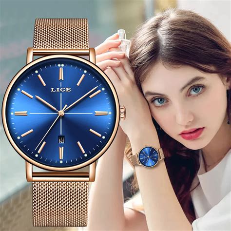 LIGE New Women Fashion Watch Creative Lady Casual Watches Stainless ...