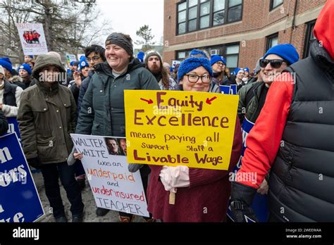 Jan. 23, 2024. Newton, MA. Newton Teachers on the third straight school day of their strike ...