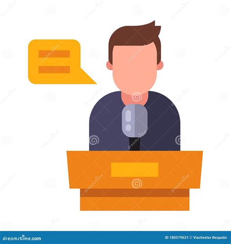 The Speaker Makes a Speech Behind the Podium. Stock Vector ...