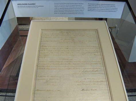 The rare handwritten copy of the Thirteenth Amendment to the Constitution signed by Abraham Lincoln.