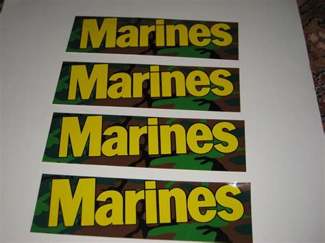 VINTAGE USMC MARINES BUMPER STICKERS-YELLOW LETTERS ON WOODLAND CAMO-12 ...